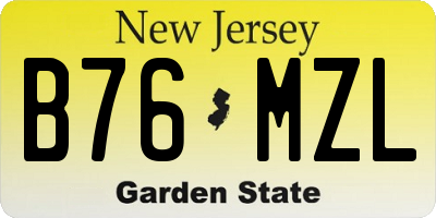 NJ license plate B76MZL