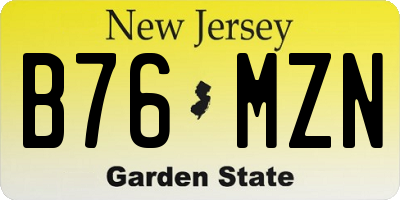 NJ license plate B76MZN