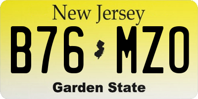 NJ license plate B76MZO