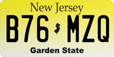 NJ license plate B76MZQ