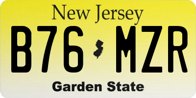 NJ license plate B76MZR