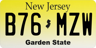 NJ license plate B76MZW
