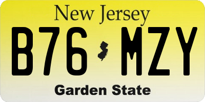 NJ license plate B76MZY
