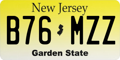 NJ license plate B76MZZ