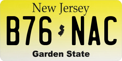 NJ license plate B76NAC