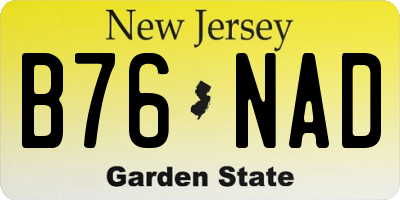 NJ license plate B76NAD
