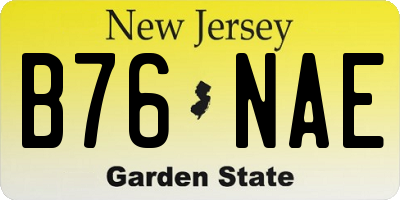 NJ license plate B76NAE