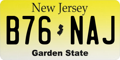 NJ license plate B76NAJ