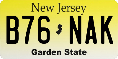 NJ license plate B76NAK