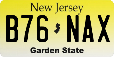 NJ license plate B76NAX