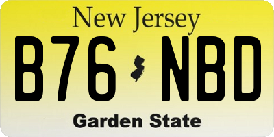 NJ license plate B76NBD