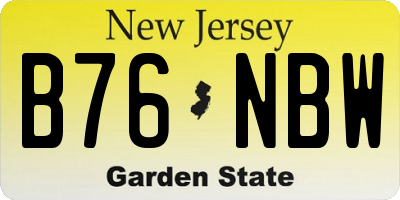 NJ license plate B76NBW