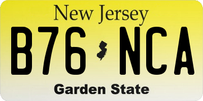 NJ license plate B76NCA