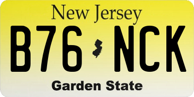 NJ license plate B76NCK