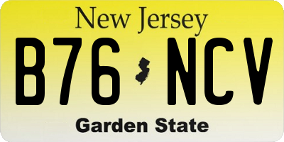 NJ license plate B76NCV