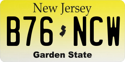 NJ license plate B76NCW