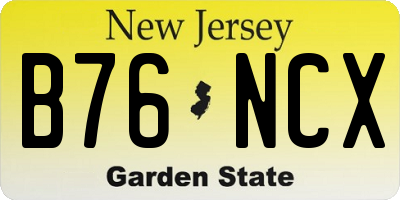 NJ license plate B76NCX