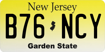NJ license plate B76NCY