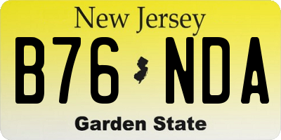 NJ license plate B76NDA