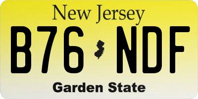 NJ license plate B76NDF