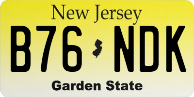 NJ license plate B76NDK