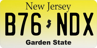 NJ license plate B76NDX