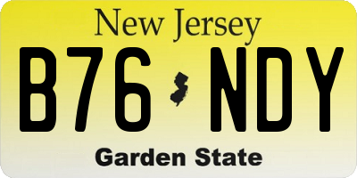 NJ license plate B76NDY