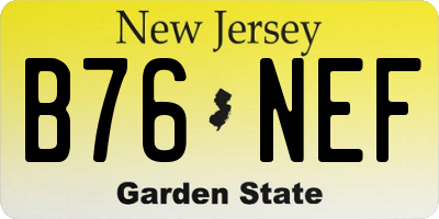 NJ license plate B76NEF