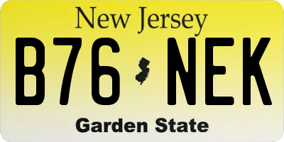 NJ license plate B76NEK