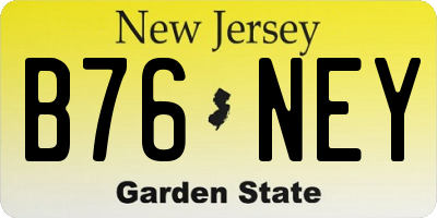 NJ license plate B76NEY