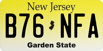 NJ license plate B76NFA