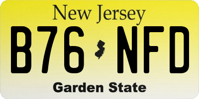 NJ license plate B76NFD