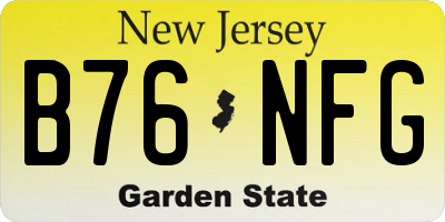 NJ license plate B76NFG