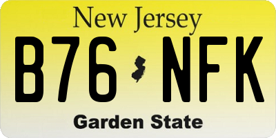 NJ license plate B76NFK