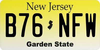 NJ license plate B76NFW