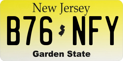 NJ license plate B76NFY