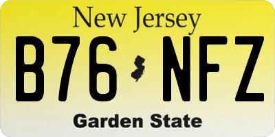 NJ license plate B76NFZ