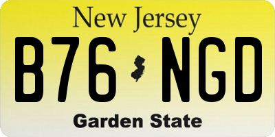 NJ license plate B76NGD