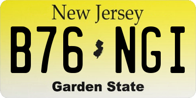 NJ license plate B76NGI