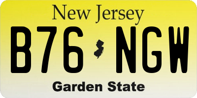 NJ license plate B76NGW