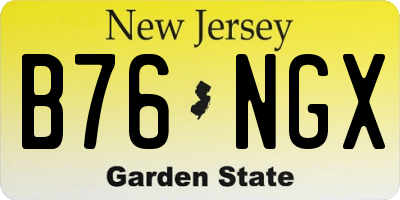NJ license plate B76NGX