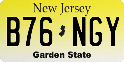 NJ license plate B76NGY