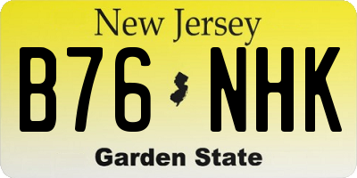 NJ license plate B76NHK