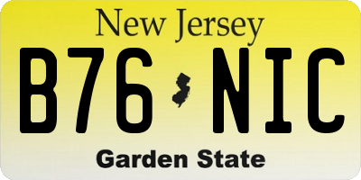 NJ license plate B76NIC