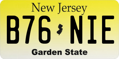 NJ license plate B76NIE