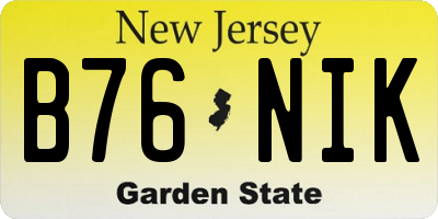 NJ license plate B76NIK