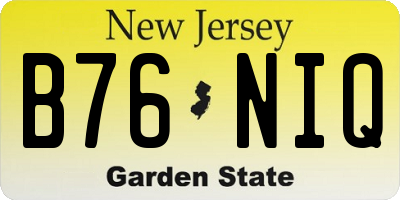 NJ license plate B76NIQ