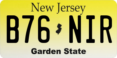 NJ license plate B76NIR