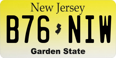 NJ license plate B76NIW