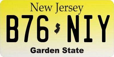 NJ license plate B76NIY